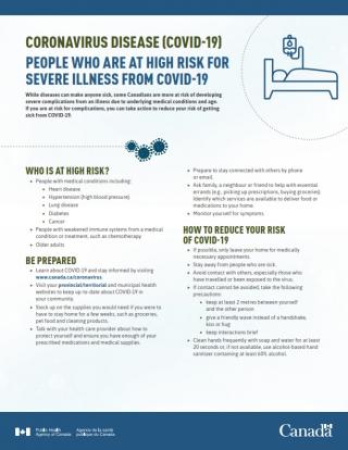 Public Health Agency of Canada resource: People who are at high risk for severe illness from COVID-19